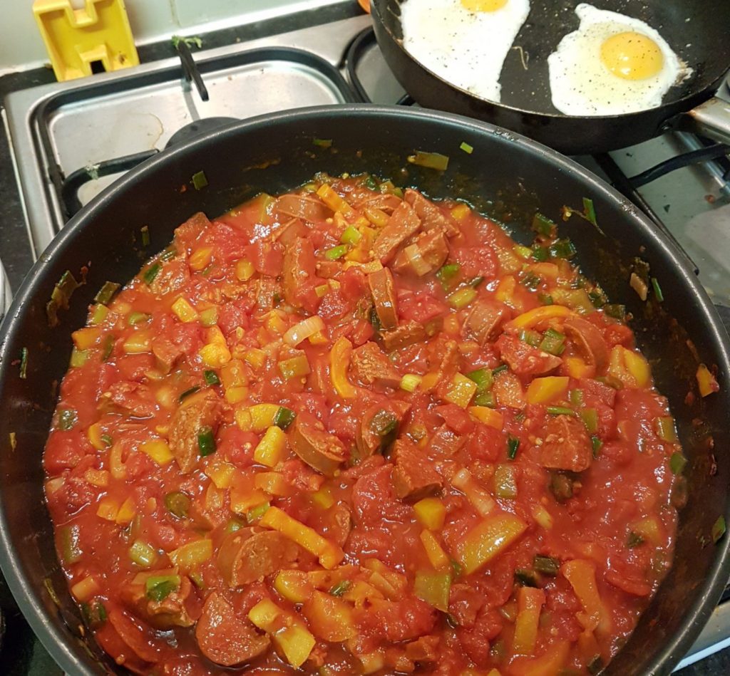 Tomatoes, Eggs and Chorizo from Lean In 15